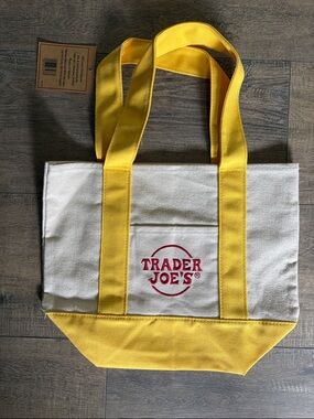 Trader Joe's Yellow & Cream Canvas Mini Tote